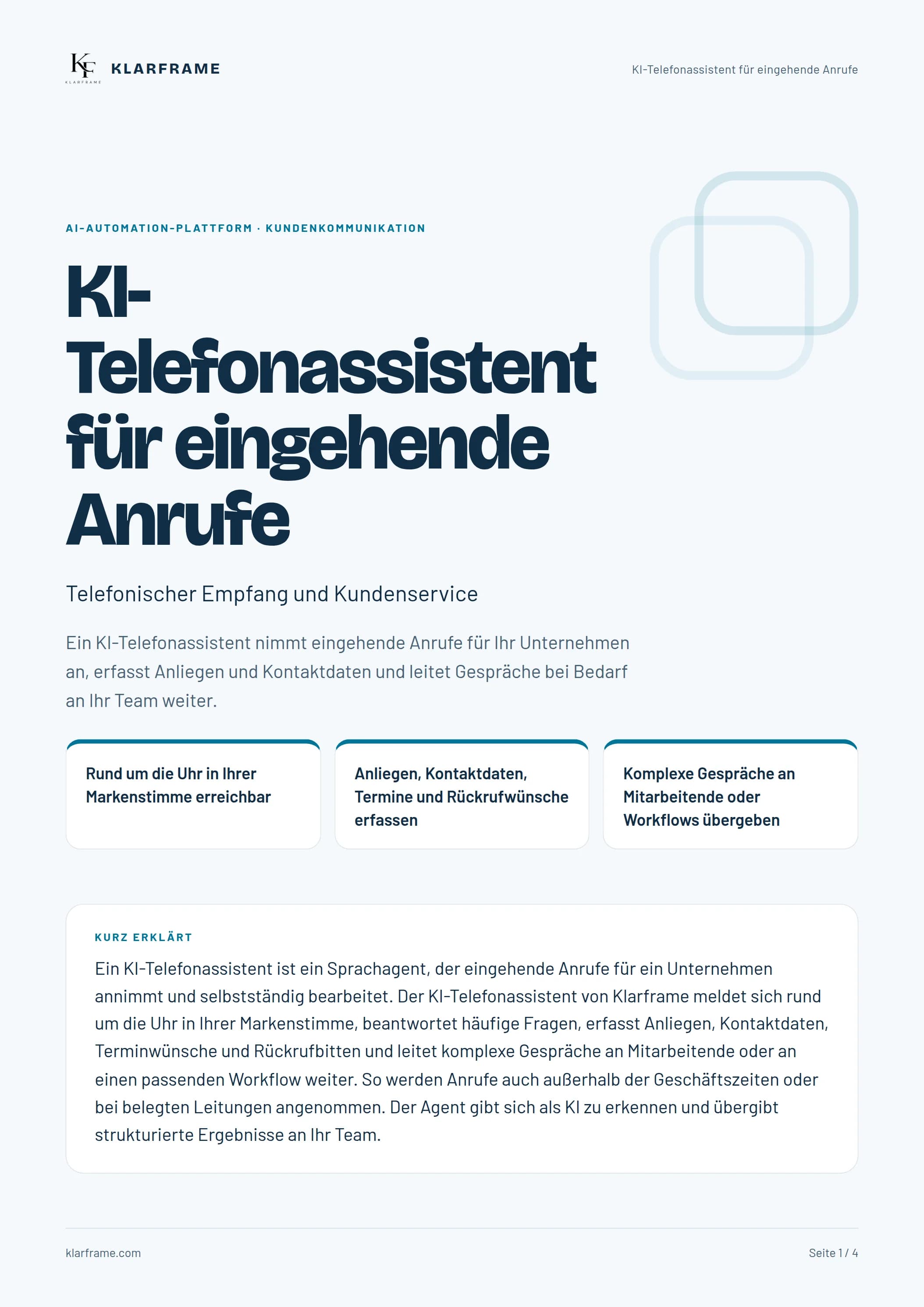 KI-Telefonassistent für eingehende Anrufe