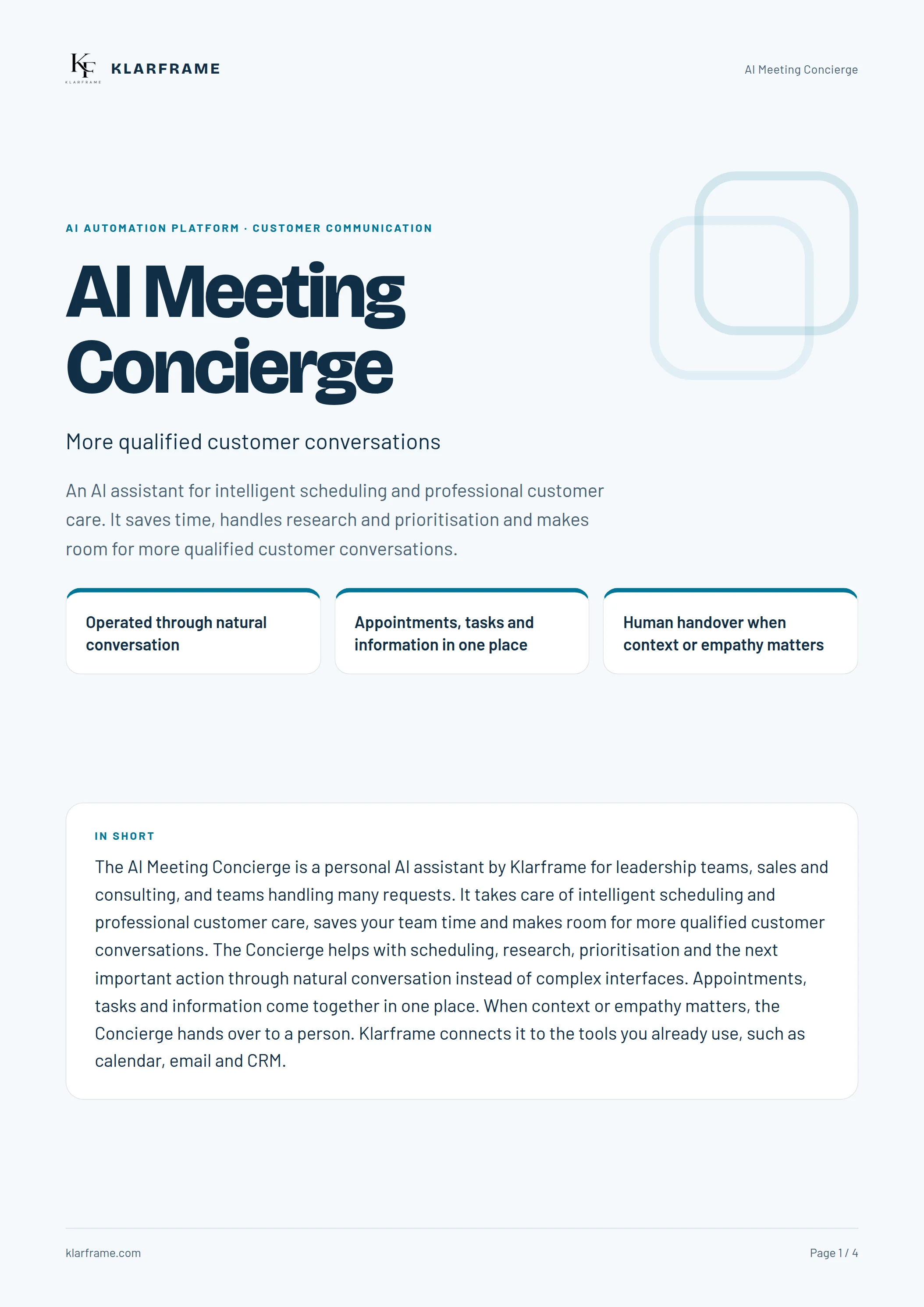 AI Meeting Concierge — Page 1
