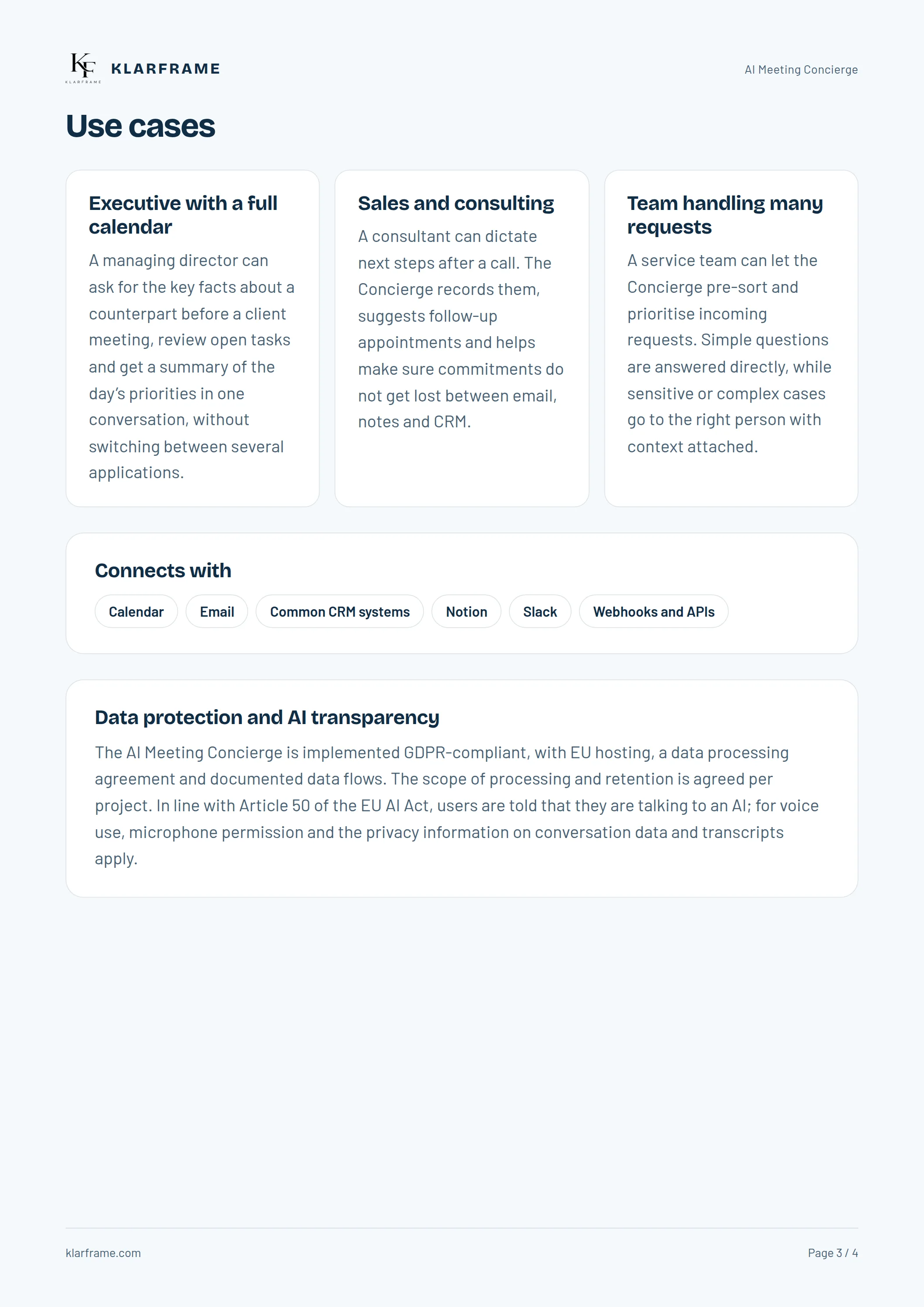 AI Meeting Concierge — Page 3