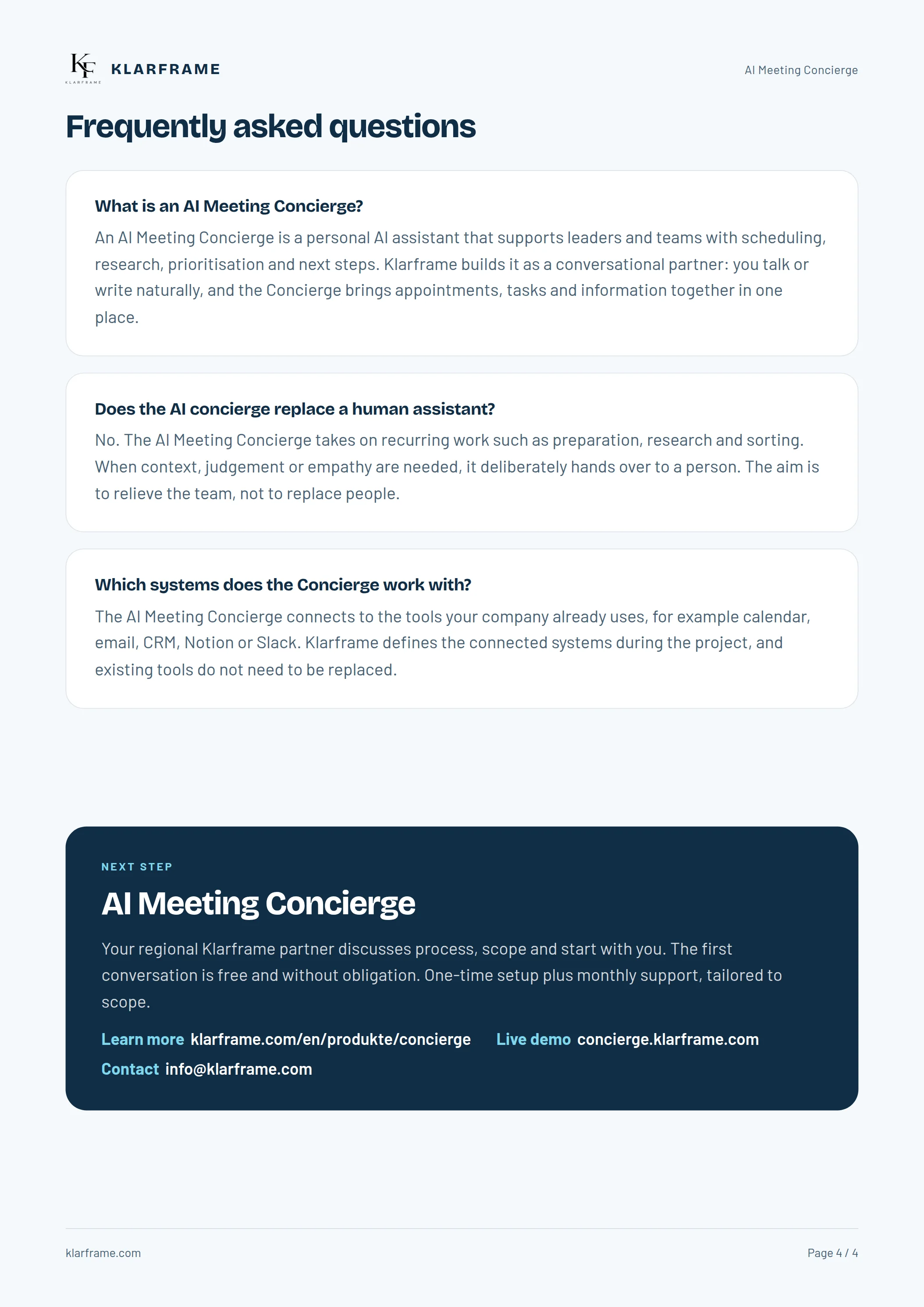 AI Meeting Concierge — Page 4