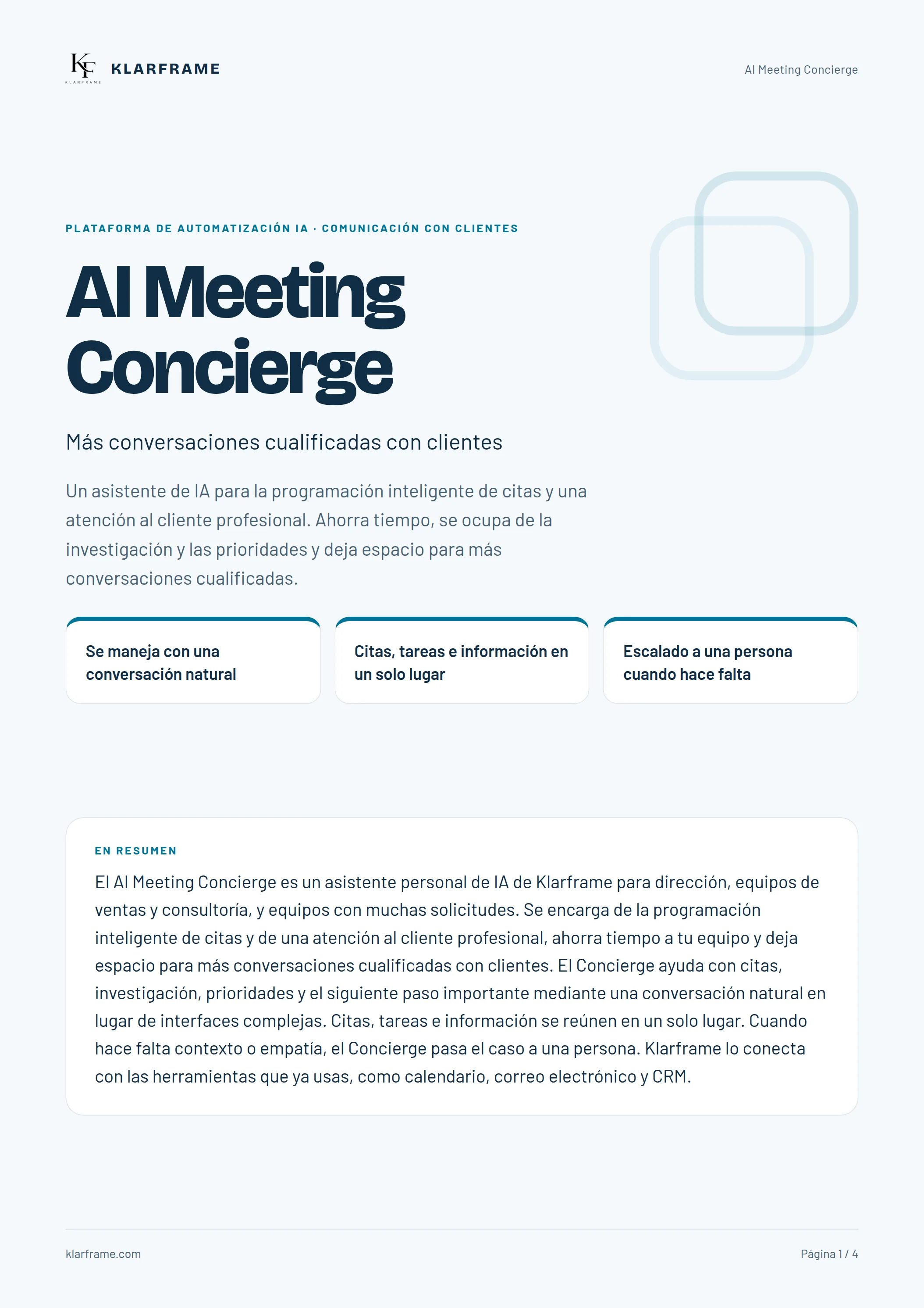 AI Meeting Concierge — Página 1