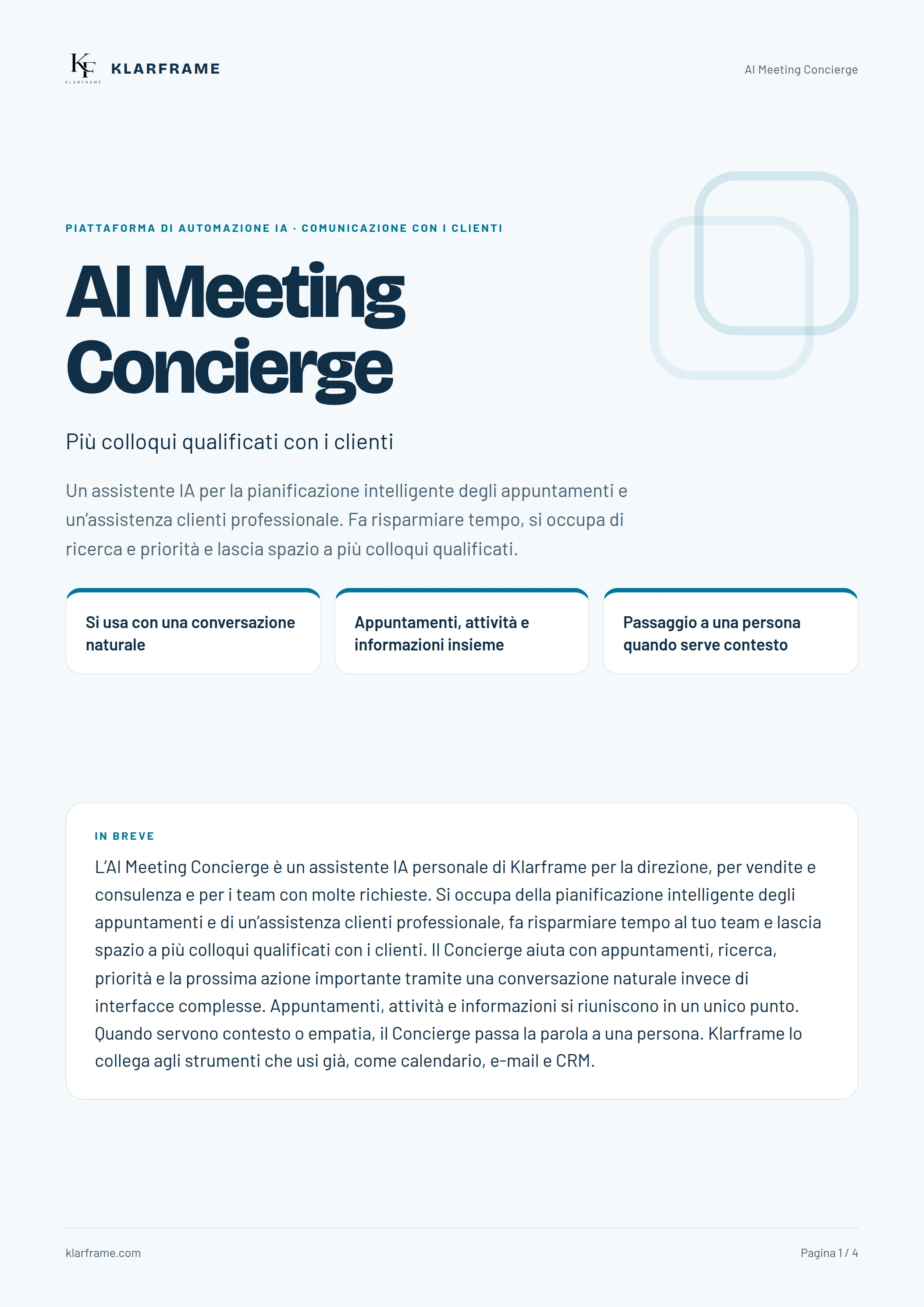 AI Meeting Concierge — Pagina 1