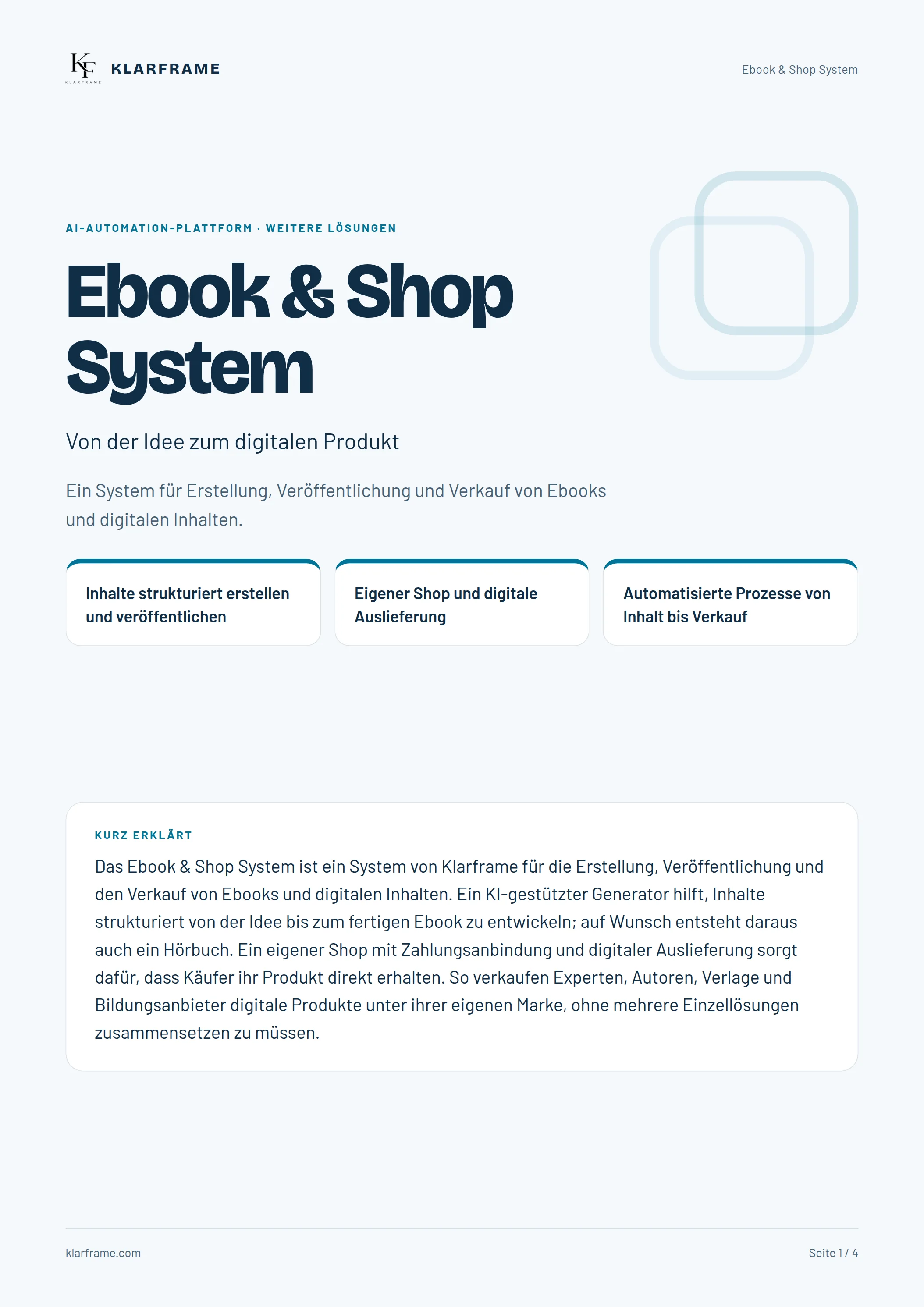 Ebook & Shop System — Seite 1