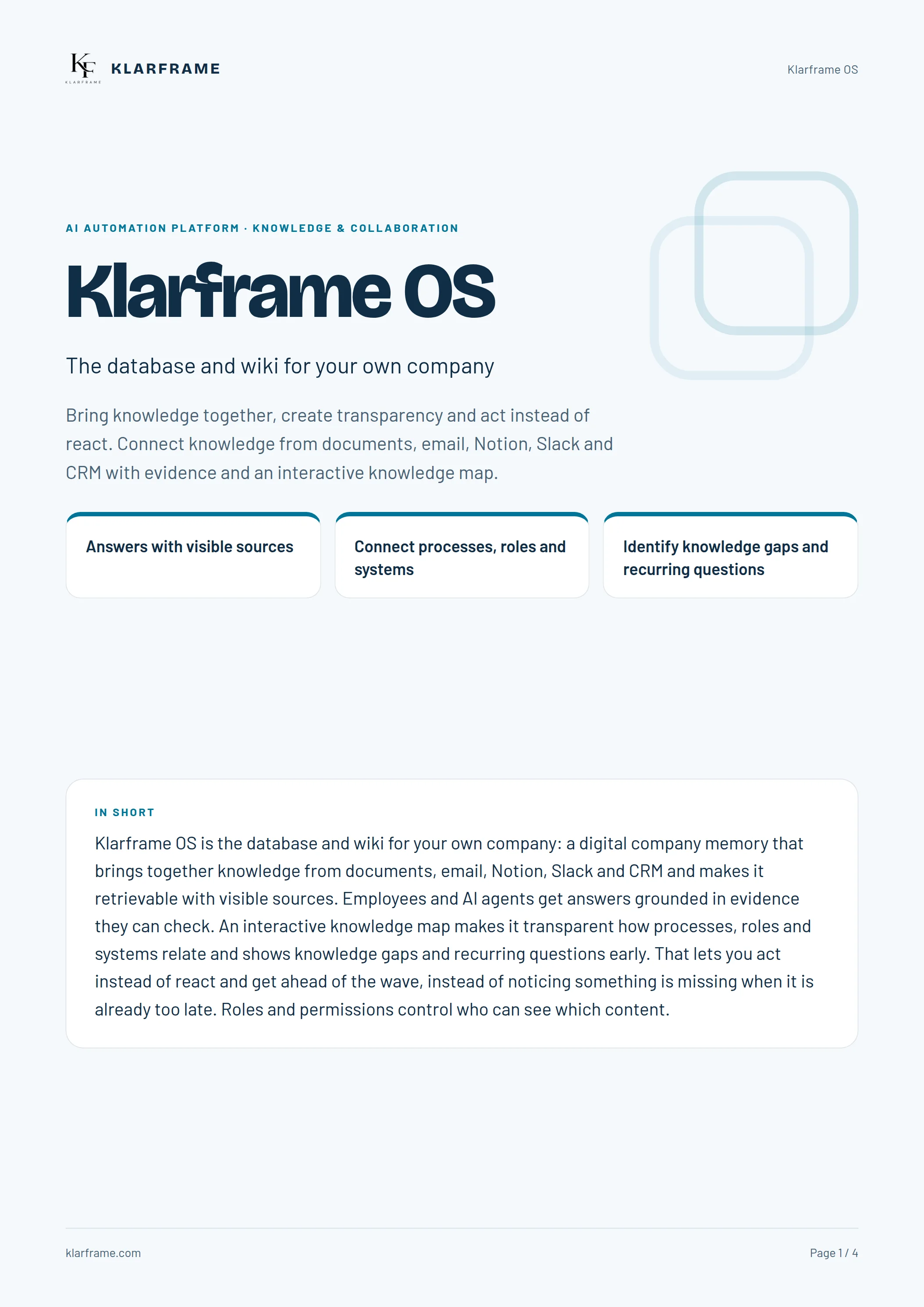 Klarframe OS — Page 1