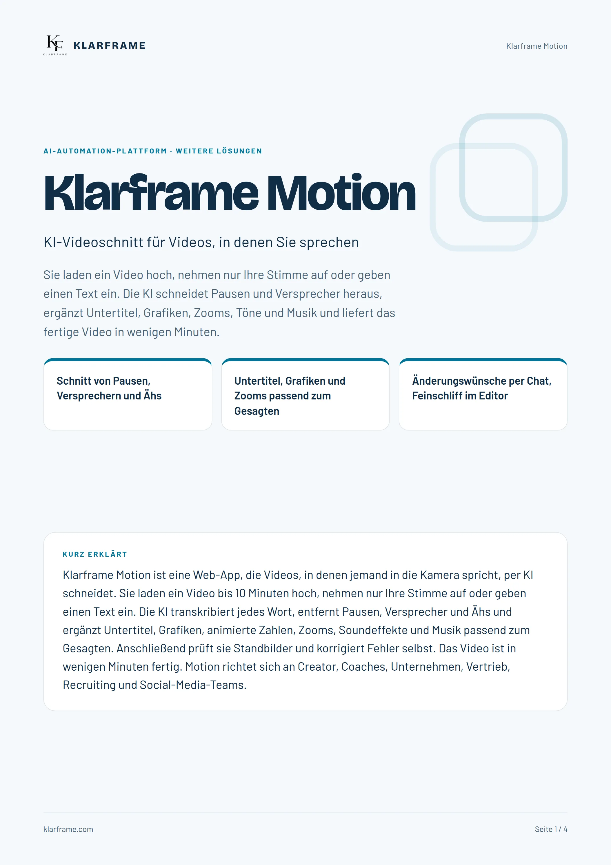Klarframe Motion — Seite 1